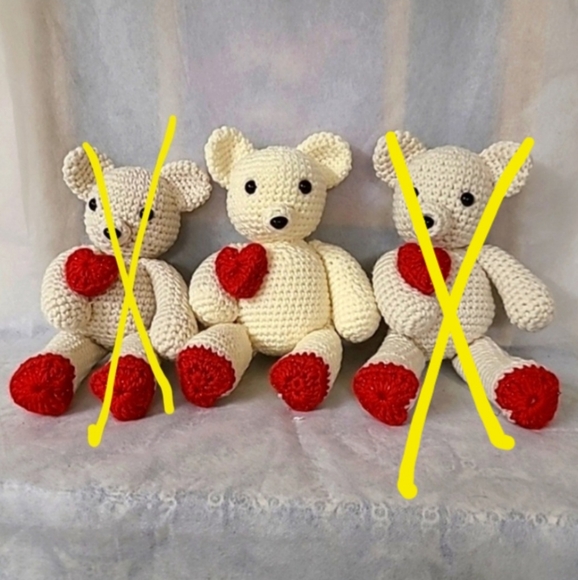 Crochet love bear, 3 available, Hand crocheted by Mom - Picture 3 of 11